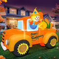 6FT Thanksgiving Inflatables Outdoor Decoration Inflatable Car with Scarecrow, Built in LED Lights Blow Up