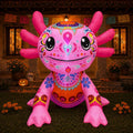 4FT Halloween Inflatable Axolotl Decorations,Day of the Dead Blow Up Decor / Mexican Alebrijes Design,