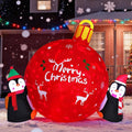 4FT Christmas Inflatable Penguins Push Ball with LED Lights for Yard / Blow up yard decorations, Built-in LED