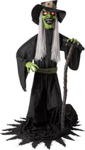 Halloween Animatronic Jump-Scare Witch Decoration, Sound Activated, Red Eyes, Spooky Sounds, Halloween Decor