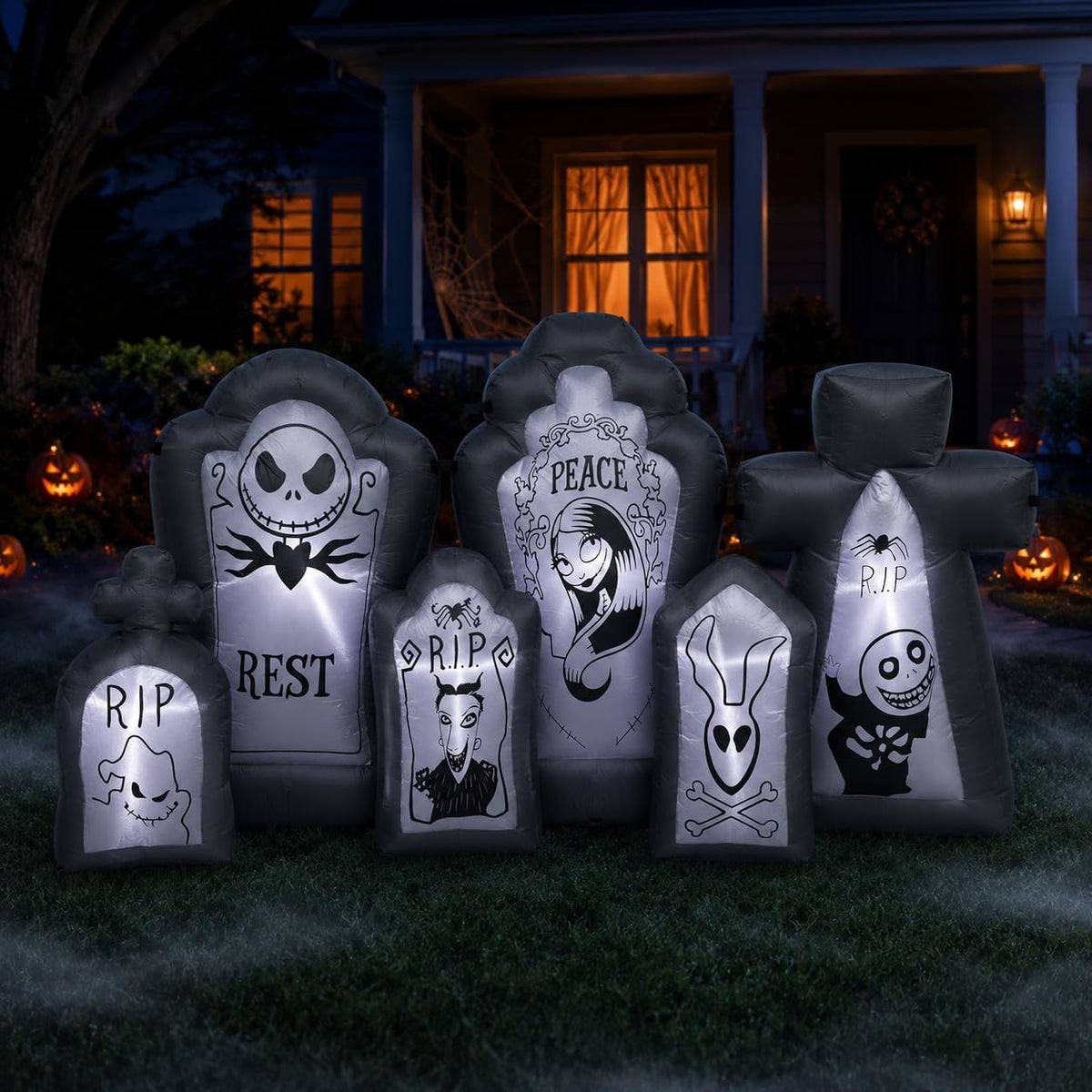 6.9FT Halloween Inflatable Tombstone Set Decorations, Halloween Decorations Outdoor Graveyard Blow Up Yard
