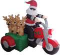 5 FT Lighted Christmas Inflatable Santa & 3 Reindeer on Motorcycle / Powerful Blower for Fast Inflation,