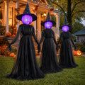 Dazzle Bright Halloween Witch Decorations Outdoor, Set of 3 Light Up Head Holding Hands Witch with Stakes, Waterproof Witc...