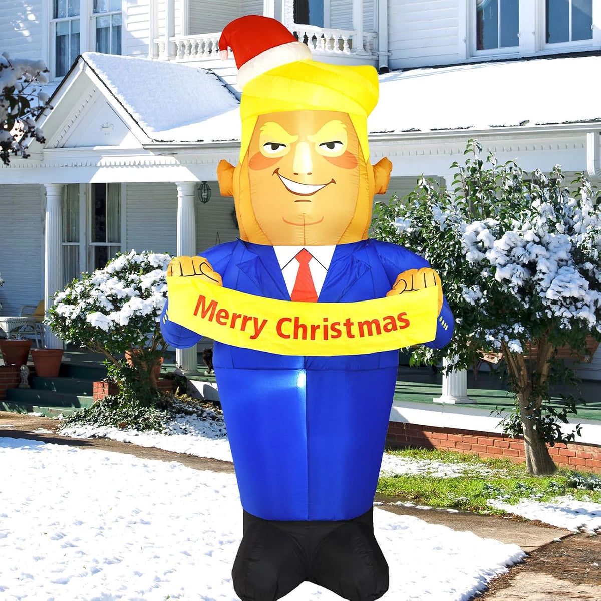 PIPIMOUSE 7.2 FT Christmas Inflatables Outdoor Decorations with LED Lights / Blow Up Uncle Sam with Merry