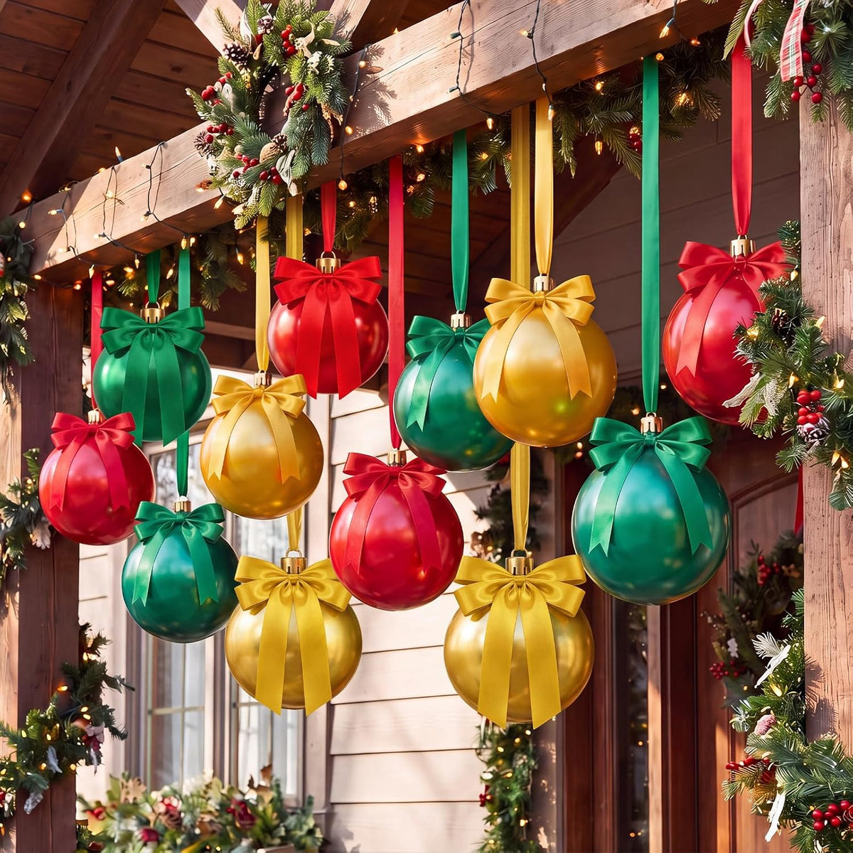 12 Set 12'' Large Christmas Inflatable Balls Ornament Ceiling Outdoor Decor / Christmas Ball Ornaments with