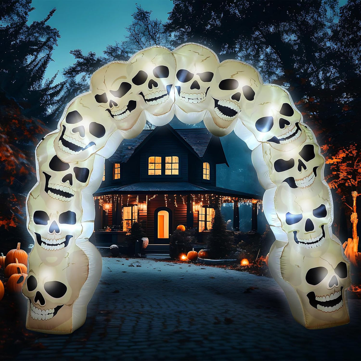 Leyndo 8 ft Halloween Inflatables Archway Outdoor Large Archway Decorations / Skull Inflatables Archway,