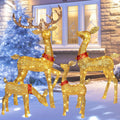 HOYECHI Christmas Decorations Outdoor Reindeer Family - 4-Piece 3D Lighted Deer Set with 245 LED Lights, Yard