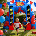 6×7FT Inflatable Large Super Theme Hero Party Decorations,Super Themed Skyline Building Hero Party Playhouse