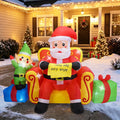 7 FT Christmas Inflatables Santa Claus Outdoor Decorations / Blow Up Santa with Elf, Wish List, Gift Box and