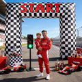 8 Ft Race Car Inflatable Arch Checkered Inflation Arch with LED Light Racing Cars Blow Up Archway