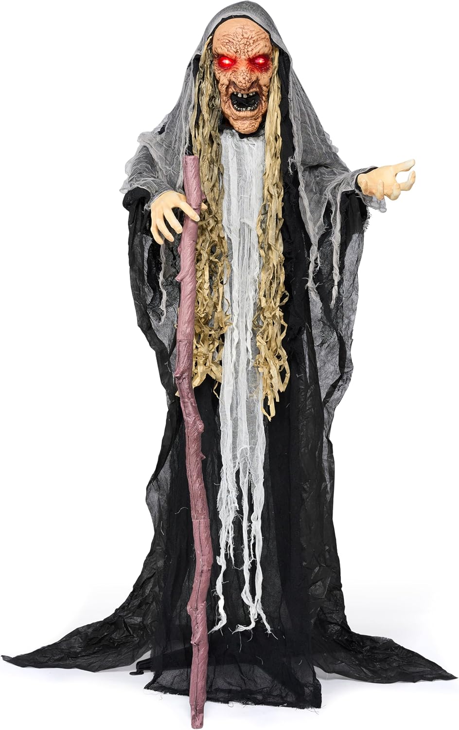 JOYIN Halloween Decorations Outdoor Animatronics Standing Hunchback Witch with Light Creepy Sound Decor,