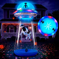 Joiedomi 9 FT Tall Halloween Inflatable UFO Outdoor Decoration, Blow Up Blue Flat Rim UFO with Built-in Color
